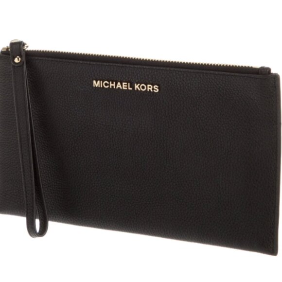 EUC - Michael Kors Black Leather Wristlet - Picture 1 of 16